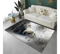 Xisnuient Tapis Animalier Visuel en 3D, Tapis De Sol Décoratif Imprimé Moderne Représentant Un Cheval Au Galop, Tapi's De Jeu pour Chambre D'adolescent, Salon pour Garçons (Couleur 5,80x160cm)