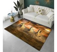 Xisnuient Tapis Animalier Visuel en 3D, Tapis De Sol Décoratif Imprimé Moderne Représentant Un Cheval Au Galop, Tapi's De Jeu pour Chambre D'adolescent, Salon pour Garçons (Couleur 2,50x80cm)