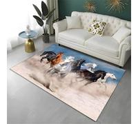 Xisnuient Tapis Animalier Visuel en 3D, Tapis De Sol Décoratif Imprimé Moderne Représentant Un Cheval Au Galop, Tapi's De Jeu pour Chambre D'adolescent, Salon pour Garçons (Couleur 6,120x160cm)