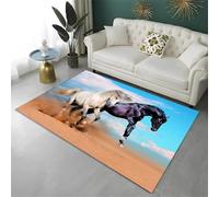 Xisnuient Tapis Animalier Visuel en 3D, Tapis De Sol Décoratif Imprimé Moderne Représentant Un Cheval Au Galop, Tapi's De Jeu pour Chambre D'adolescent, Salon pour Garçons (Couleur 3,160x200cm)