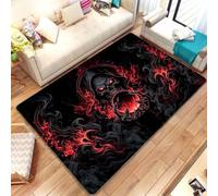 Xisnuient Tapis Chambre Ado Garçon Crâne Gothique Violet et Gris, Décoration Sol Halloween, Tapis de Sol Décoratif Style Rock et Dark, Moelleux et Antidérapant, 80x120 cm, Color 5