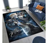 Xisnuient Tapis Cool De Style Loup Animalier, Tapis Décoratifs D’Ambiance pour Salles Game D’Enfants, D’Adolescents, Carpet Style Loup Flamboyant pour Salon, Chambre À Coucher (Couleur 2,50x80cm)
