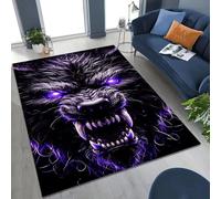 Xisnuient Tapis Cool De Style Loup Animalier, Tapis Décoratifs D’Ambiance pour Salles Game D’Enfants, D’Adolescents, Carpet Style Loup Flamboyant pour Salon, Chambre À Coucher (Couleur 5,50x80cm)