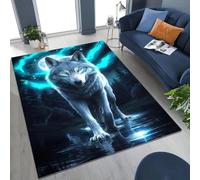 Xisnuient Tapis Cool De Style Loup Animalier, Tapis Décoratifs D’Ambiance pour Salles Game D’Enfants, D’Adolescents, Carpet Style Loup Flamboyant pour Salon, Chambre À Coucher (Couleur 6,100x150cm)