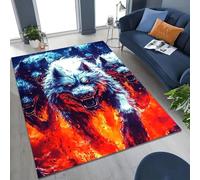 Xisnuient Tapis Cool De Style Loup Animalier, Tapis Décoratifs D’Ambiance pour Salles Game D’Enfants, D’Adolescents, Carpet Style Loup Flamboyant pour Salon, Chambre À Coucher (Couleur 1,120x160cm)