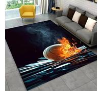 Xisnuient Tapis De Basket Cool Flames, Adolescents Modernes Et Les Salles De Jeux Vidéo des Enfants Carpet, Tapis Antidérapant pour Le Salon Et La Chambre des Garçons (Couleur 4,140x200cm)