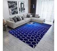 Xisnuient Tapis de football, chambre à coucher, salon, enfant - Motif football 3D - Vert - Terrain de football - Grand tapis de jeu - En flanelle - Lavable - Pour chambre d'enfant - Bleu - 100 x 150