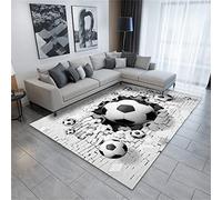 Xisnuient Tapis de Football Chambre à Coucher Salon Enfants Tapis 3D Football Motif Tapis Vert Terrain de Football Tapis Garçons Adolescents Tapis Flanelle Tapis Coureur Paillasson (Gris,140x200 cm)