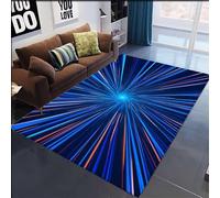 Xisnuient Tapis De Salon 3D Line Visual, Tapis Moderne 3D Swirl Illusion, Tapi's À Carreaux Noirs Et Blancs pour Chambre D'adolescents Et Enfants, Tapi's De Décoration Intérieure (Colour 6,50x80cm)