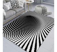 Xisnuient Tapis De Salon 3D Line Visual, Tapis Moderne 3D Swirl Illusion, Tapi's À Carreaux Noirs Et Blancs pour Chambre D'adolescents Et Enfants, Tapi's De Décoration Intérieure (Colour 4,140x200cm)