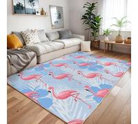 Xisnuient Tapis Décoratif 3D avec Motif Flamant Rose dans La Jungle, Tapis De Sol Cool pour Enfants, Antidérapant avec Oiseau Enflammé pour Chambre D'adolescent pour Le Salon (Couleur 6,80x120cm)