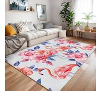 Xisnuient Tapis Décoratif 3D avec Motif Flamant Rose dans La Jungle, Tapis De Sol Cool pour Enfants, Antidérapant avec Oiseau Enflammé pour Chambre D'adolescent pour Le Salon (Couleur 2,100x150cm)