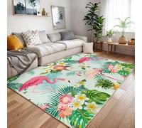 Xisnuient Tapis Décoratif 3D avec Motif Flamant Rose dans La Jungle, Tapis De Sol Cool pour Enfants, Antidérapant avec Oiseau Enflammé pour Chambre D'adolescent pour Le Salon (Couleur 5,100x150cm)