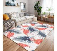 Xisnuient Tapis Décoratif 3D avec Motif Flamant Rose dans La Jungle, Tapis De Sol Cool pour Enfants, Antidérapant avec Oiseau Enflammé pour Chambre D'adolescent pour Le Salon (Couleur 3,80x160cm)