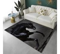 Xisnuient Tapis Décoratif pour Chambre D'adolescent, Tapis Noir Et Blanc Élégant Représentant Un Cheval Au Galop, Adapté Au Salon, À La Chambre d'enfant Et À La Salle De Jeux (Couleur 3,80x160cm)