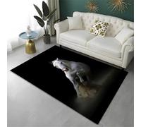 Xisnuient Tapis Décoratif pour Chambre D'adolescent, Tapis Noir Et Blanc Élégant Représentant Un Cheval Au Galop, Adapté Au Salon, À La Chambre d'enfant Et À La Salle De Jeux (Couleur 5,100x120cm)