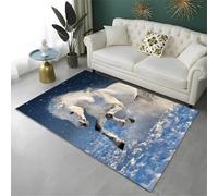 Xisnuient Tapis Décoratif pour Chambre D'adolescent, Tapis Noir Et Blanc Élégant Représentant Un Cheval Au Galop, Adapté Au Salon, À La Chambre d'enfant Et À La Salle De Jeux (Couleur 2,160x200cm)