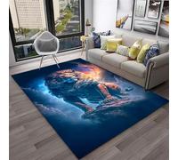 Xisnuient Tapis Décoratif Tendance Cyber, Tapis De Sol Moderne Imprimé en 3D avec Motif Lion Roi De La Jungle, Jeux D'adolescents Et d'enfants pour Salon, Chambres De Garçons (Couleur 2,160x200cm)