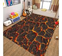 Xisnuient Tapis Décoratifs De Style Lave Volcanique Cool en 3D, Carpet pour Salle De Jeux D’Adolescents Et D’Enfants, Tapis Doux Moderne À Effet Visuel Volcanique pour Salon (Couleur 4,120x160cm)