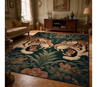 Xisnuient Tapis Design Tigre Classique européen, décoration Traditionnelle Style Vintage Boho, antidérapant et Lavable à Motif Animal pour Salon, Chambre à Coucher, Bureau