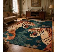 Xisnuient Tapis Design Tigre Classique européen, décoration Traditionnelle Style Vintage Boho, antidérapant et Lavable à Motif Animal pour Salon, Chambre à Coucher, Bureau