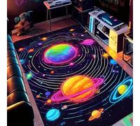 Xisnuient Tapis Galaxie Tapis Espace Ciel Etoile Nebuleuse Arc en Ciel Lumiere Antiderapant Doux Ado Chambre Salon Salle De Jeu Deco Interieur Maison Moderne Confort (Couleur 1,100x150cm)