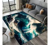 Xisnuient Tapis Moderne Décoratif Éblouissant Les Vagues De La Mer, Tapis Adolescents Et Moelleux Et Salon des Enfants Antidérapant Carpet pour Chambre À Coucher, Salle De Jeux (Couleur 3,100x120cm)