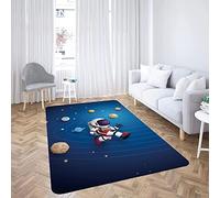 Xisnuient Tapis pour Enfants Cartoon Astronaute Tapis De Salon éToile Mer Vaisseau Spatial FuséE Tapis Flanelle Lavable Et AntidéRapant Jardin d'enfants (160x200 cm, Modèle 1)