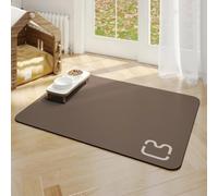 Xisnuient Tapis pour Gamelles,Antidérapant,Super Absorbant,Facile à Nettoyer,Lavables Pet Feeding Bowls Mat pour Chiens et Chats,Petits Animaux Carpet (Café,30x50cm)