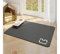 Xisnuient Tapis pour Gamelles,Antidérapant,Super Absorbant,Facile à Nettoyer,Lavables Pet Feeding Bowls Mat pour Chiens et Chats,Petits Animaux Carpet (Gris Foncé,30x50cm)