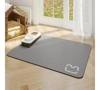 Xisnuient Tapis pour Gamelles,Antidérapant,Super Absorbant,Facile à Nettoyer,Lavables Pet Feeding Bowls Mat pour Chiens et Chats,Petits Animaux Carpet (Gris Clair,30x50cm)