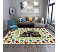 Xisnuient Tapis Salon Décoration Maison Premium Boho Abstrait Imprimé Animal Tapis de Zone Doux Peluche Antidérapant Lavable Grand Funky Folk Art Déco Chambre à Coucher Dressing