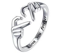Xistuoz Bague pour femme en argent sterling 925, bague Claddagh cœur promesse irlandaise « I Love You Forever » (taille réglable de 6,5 # à 8#)