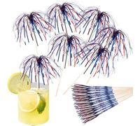 Xistuoz Cure-dents à cocktail | Décorations patriotiques pour boissons, feux d'artifice, cure-dents fantaisie pour apéritif, barbecue, boisson à la maison