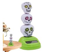 Xistuoz Jouets solaires pour fenêtre, 3 têtes de mort, décoration de tableau de bord, accessoires d'intérieur de voiture, décoration extérieure étanche pour jardin, terrasse, cour