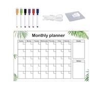 Xistuoz Tableau blanc avec calendrier, tableau blanc effaçable en acrylique avec 6 stylos et crochet autocollant | Besoins des élèves pour le plan, l'humeur, les tâches