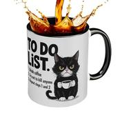 Xistuoz Tasse à café en céramique avec liste de choses à faire pour chat, isolation thermique, réutilisable, récipient décoratif pour la famille, les collègues, les amis, les amoureux des animaux