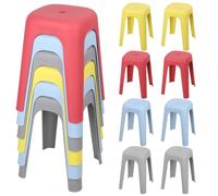 Xisulay Nesting Stools 17 inch Stackable Stools Set Heavy Duty Plastic Stool for Classroom Office Home Colorful Backless Chairs Portable Space Saving Design 8pcs
