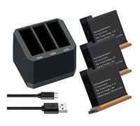 XITAIAN 3 PCS Batterie Remplacement pour DJI Osmo Action Camera Battery 1300mAh USB Adaptateur Remplacement pour DJI Osmo Action Kamera Zubehör