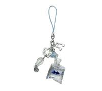 XITEA Cordon de téléphone fait à la main en perles de poisson, accessoires uniques en résine et texture métal, article tendance pour téléphone et sac à clés, as show, Résine + alliage