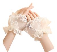 XITEA Gants élégants en filet transparent ornés de bordures brodées contre le glissement, parfaits pour les banquets, les danses, les festivités contre les gants de fête glissants, jaune clair, taille