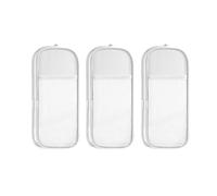 XITEA Lot de 3 trousses à crayons double couche transparente pour stylos et pinceaux de maquillage pour bureau, école, voyage, blanc