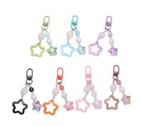 XITEA Lot de 7 porte-clés en forme d'étoile à cinq branches en acrylique avec perles en acrylique - Accessoires pour sac à main