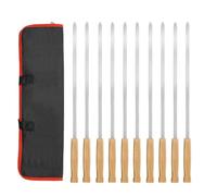 XITEA Lot de 8 brochettes plates en acier inoxydable avec poignée en bois pour griller de la viande, du poulet, des crevettes, des légumes