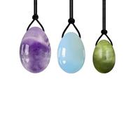 Xiu Jade Lot de 3 œufs d'exercice en quartz naturel opale naturelle, améthyste, jade pour femme