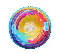 XIUCAI Bouée de Neige Gonflable 87 cm pour Adultes et Enfants, PVC Résistant au Froid et Solide avec Fond Renforcé et 2 Poignées pour Loisirs Hivernaux en Extérieur,Yellow Stripes