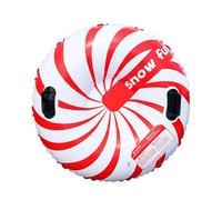 XIUCAI Bouée de Neige Gonflable 87 cm pour Adultes et Enfants, PVC Résistant au Froid et Solide avec Fond Renforcé et 2 Poignées pour Loisirs Hivernaux en Extérieur,Red Lines