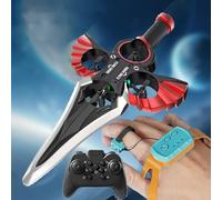 XIUCAI Épée Volante Télécommandée Double, Modes Gestes/Manette, Figures Acrobatiques 360°, Lumières LED, Cadeaux pour Adolescents et Adultes (Fêtes & Anniversaires),Rouge