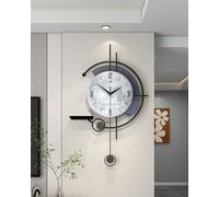 XIUCAI Horloge Murale Lunaire avec Étagère, Design Métallique Moderne Silencieux sans Tic-Tac, Chronométrage Précis, pour Salon, Chambre, Bureau Décor,Large