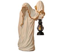 XIUCAI Lanterne Fantôme Sorcier Décor, Résine Verre 20.5x12.3x6.4cm, Lumière d'Ambiance, pour Maison Décoration Saisonnière Halloween,Blanc